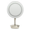 ALFI brand ABM9FLED-BN Brushed Nickel Tabletop Round 9" 5x Magnifying Cosmetic Mirror with Light