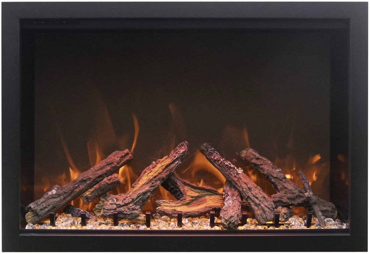 Amantii TRD-48 Traditional Smart Electric 48" Indoor / Outdoor WiFi Enabled Insert, Featuring a Multi Function Remote Control, Multi Flame Speeds, and Two 10 Piece Birch Log Set