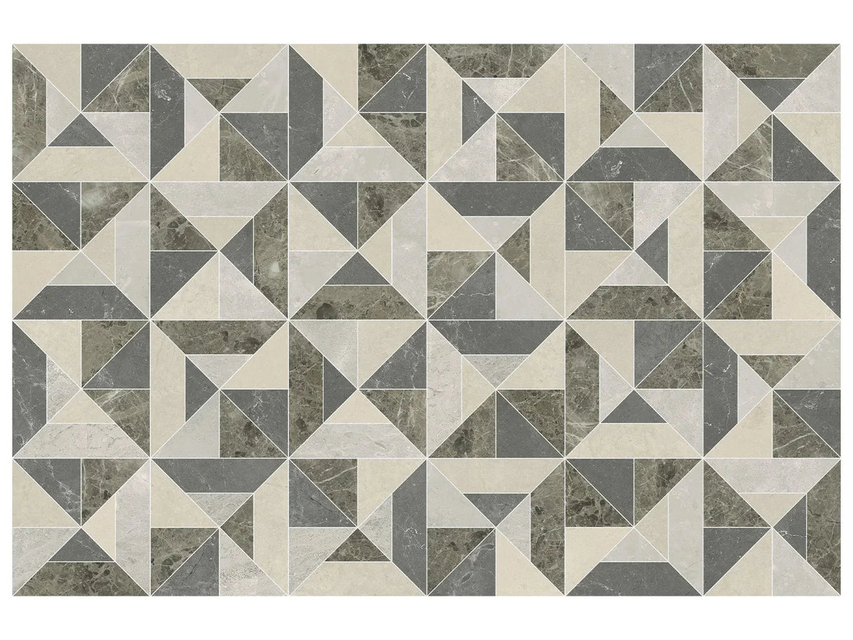 Anatolia Tile Utopio Tria Terra Honed + Polished Blend Natural Stone Waterjet Mosaic 5001-0435-0 Tria Terra - premium natural stone mosaic tile from Anatolia Tile, available at PoshHaus showroom in Keene, NH