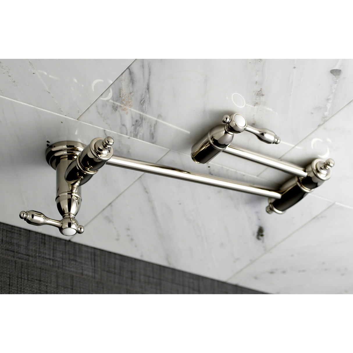 Kingston Brass KS3106TAL Tudor Wall Mount Pot Filler Kitchen Faucet, Polished Nickel