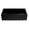 ALFI brand AB3318HS-BG Black Gloss 33" x 18" Reversible Fluted / Smooth Fireclay Farm Sink