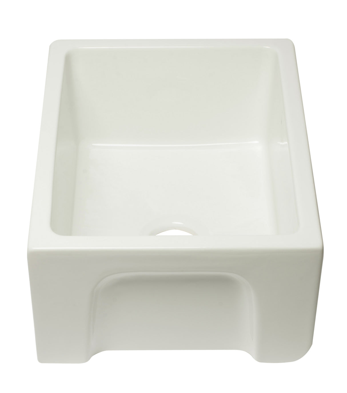 ALFI brand AB2418HS-B 24 inch Biscuit Reversible Smooth / Fluted Single Bowl Fireclay Farm Sink