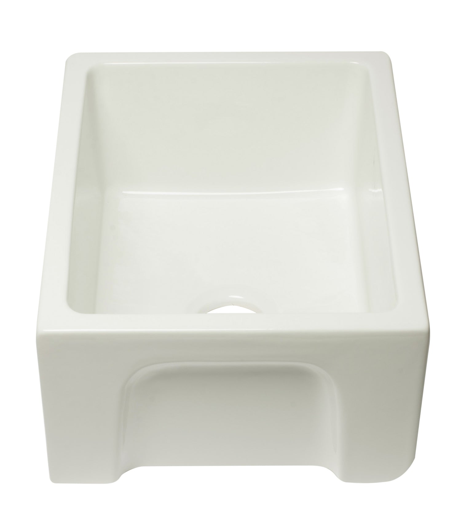 ALFI brand AB2418HS-B 24 inch Biscuit Reversible Smooth / Fluted Single Bowl Fireclay Farm Sink