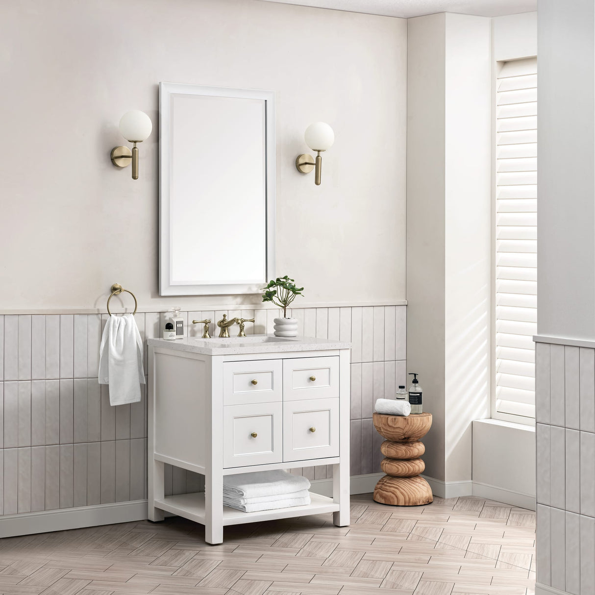 Breckenridge 30" Single Vanity, Bright White w/ 3 CM Lime Delight Top