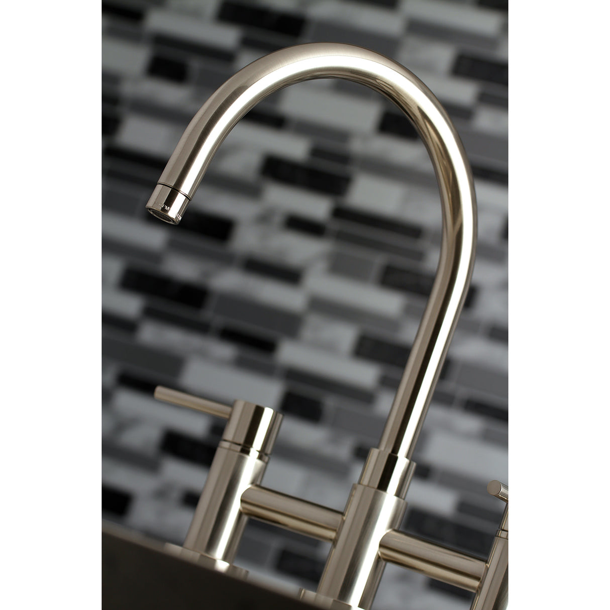 Kingston Brass KS8278DLBS Concord Bridge Kitchen Faucet with Brass Sprayer, Brushed Nickel