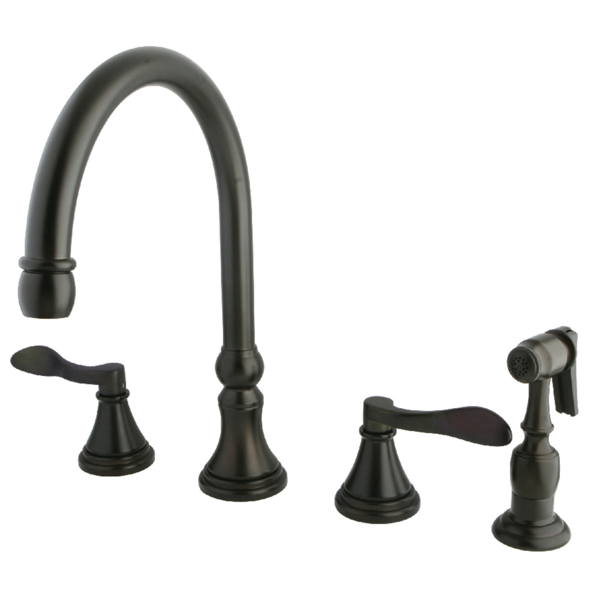 Kingston Brass KS2795DFLBS Widespread Kitchen Faucet, Oil Rubbed Bronze