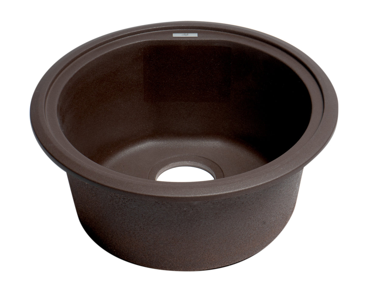 ALFI brand AB1717DI-C Chocolate 17" Drop-In Round Granite Composite Kitchen Prep Sink