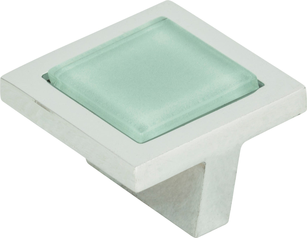 Atlas Homewares Spa Green Square Knob 1 3/8 Inch Polished Chrome