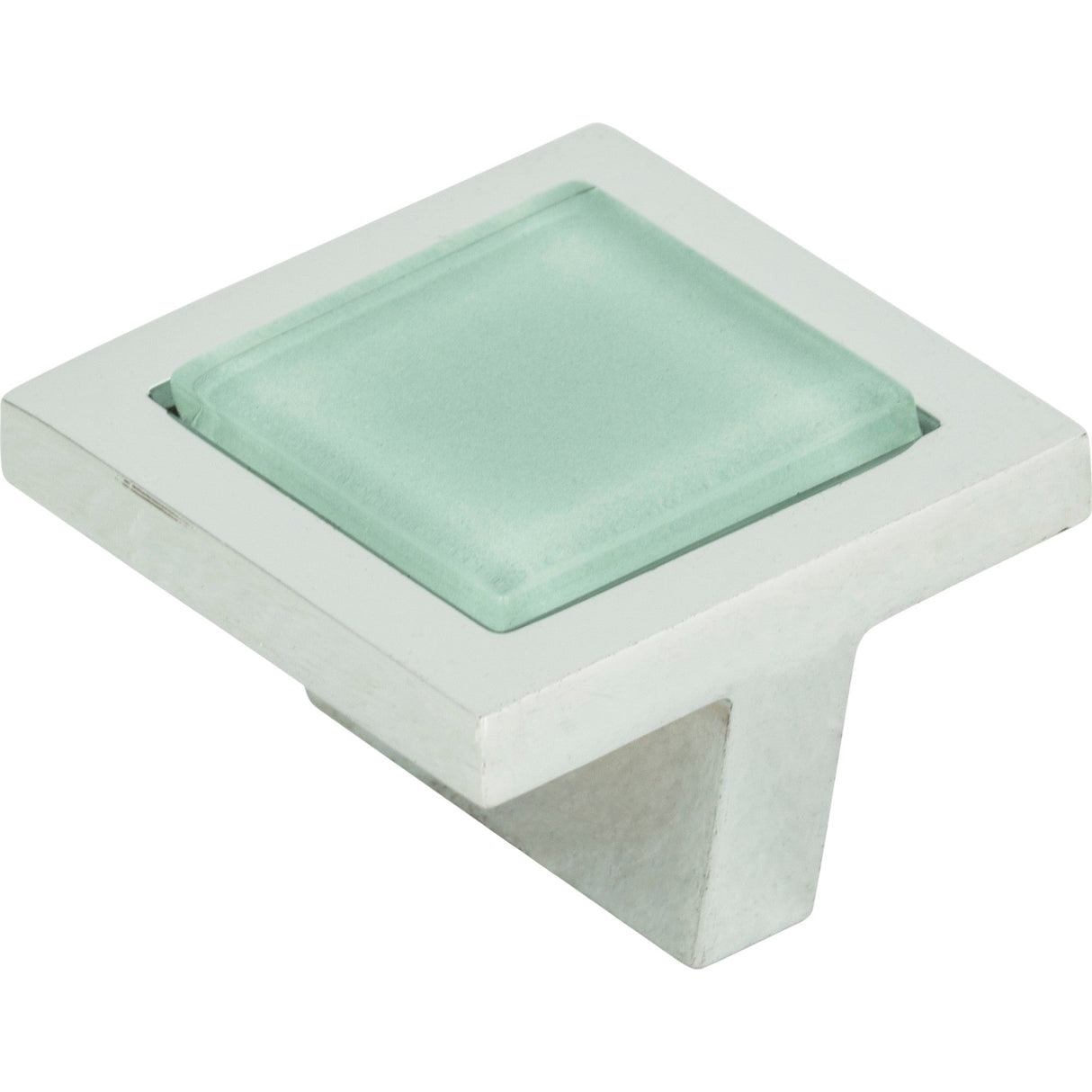 Atlas Homewares Spa Green Square Knob 1 3/8 Inch Polished Chrome