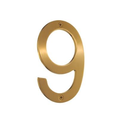 Smedbo Villa House Number 9 in Brushed Brass