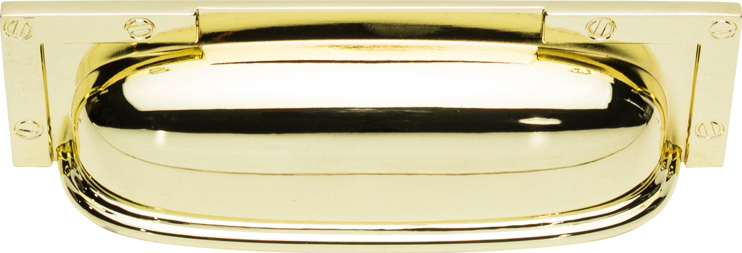 Atlas Homewares Campaign L-Bracket Cup Pull 3 3/4 Inch (c-c) Polished Brass