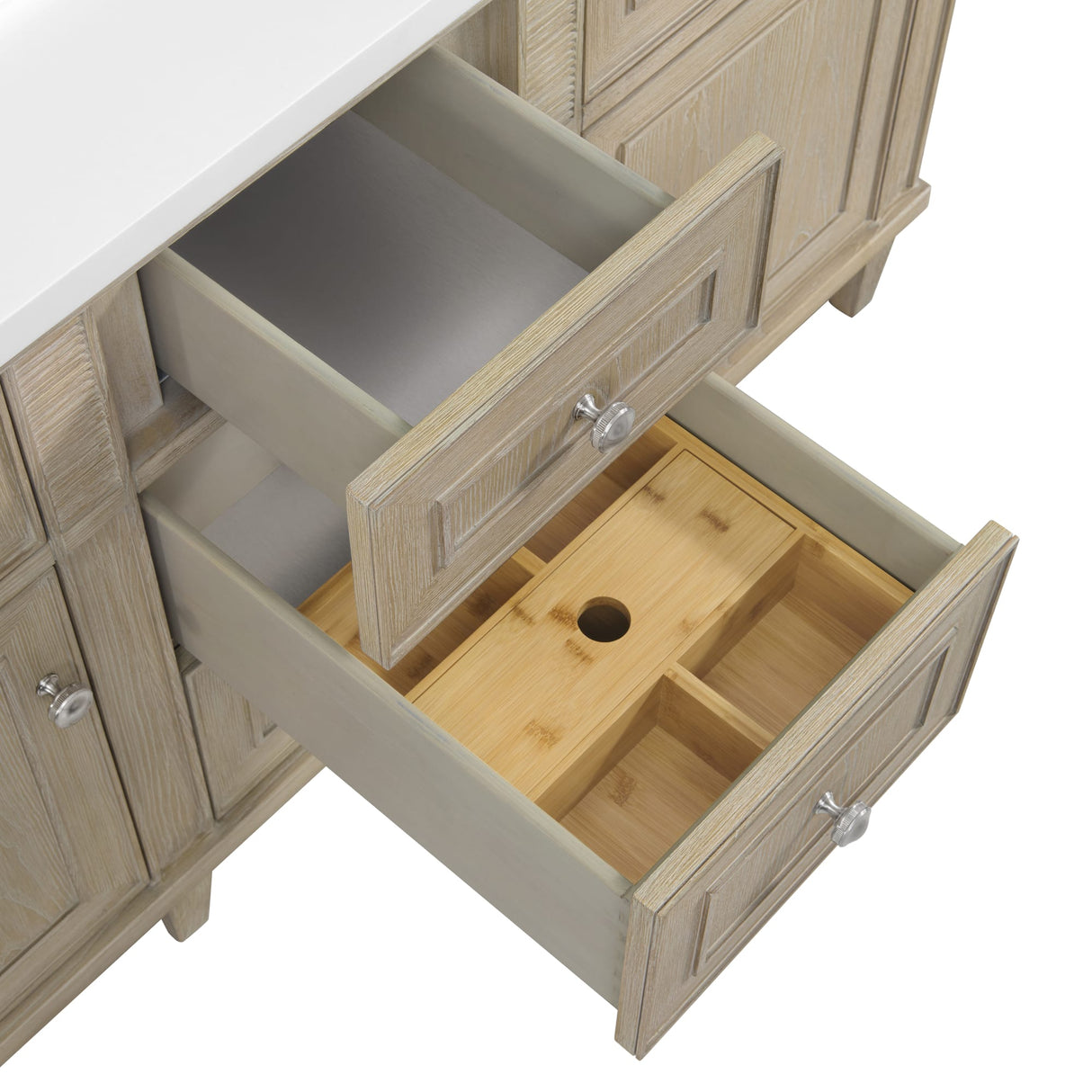 Lorelai 60" Double Vanity, Whitewashed Oak, w/ 3 CM Phantome Eclos Top