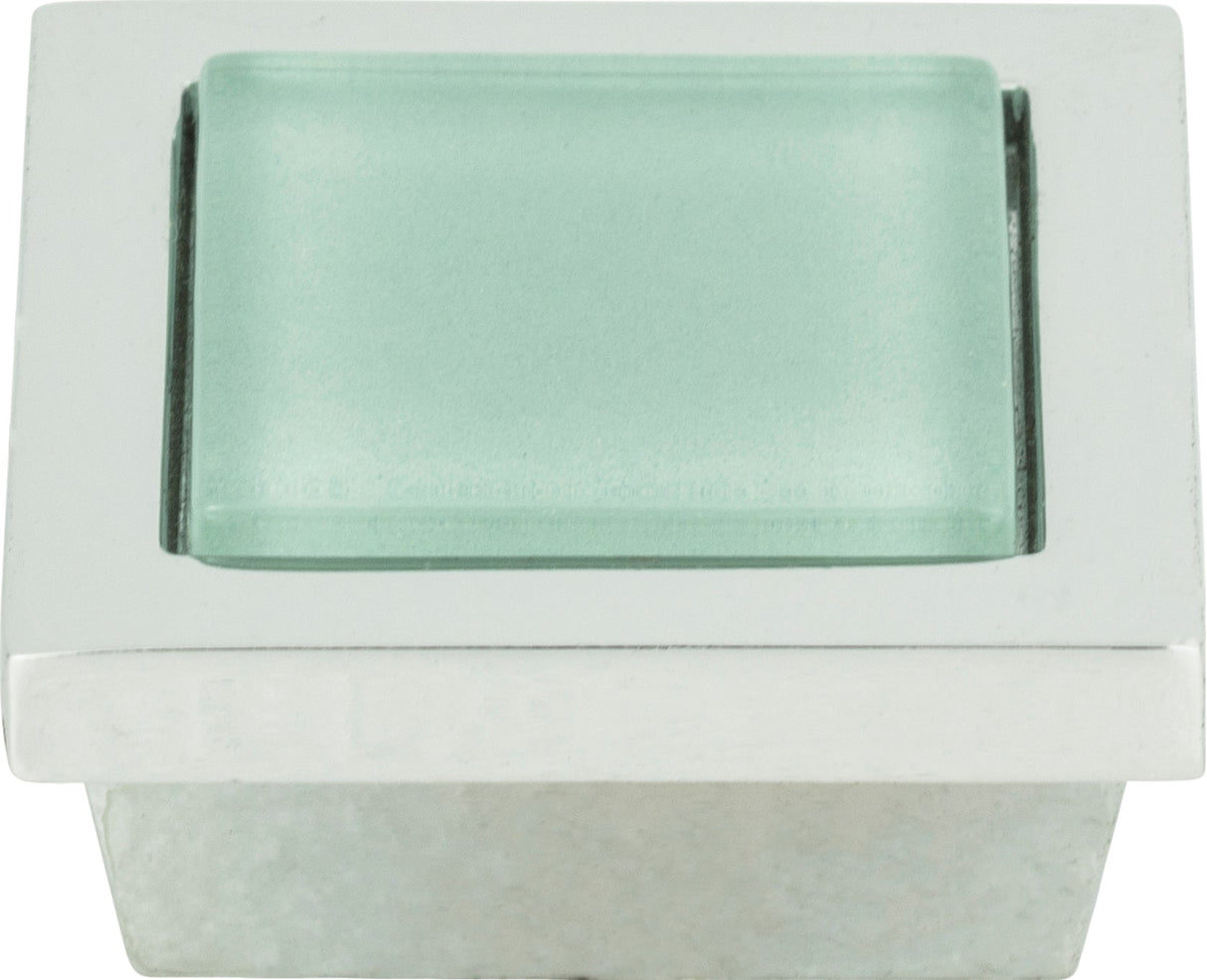 Atlas Homewares Spa Green Square Knob 1 3/8 Inch Polished Chrome