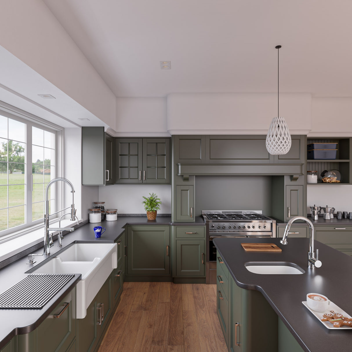 ALFI brand AB3918ARCH-W  39" White Arched Apron Thick Wall Fireclay Double Bowl Farm Sink