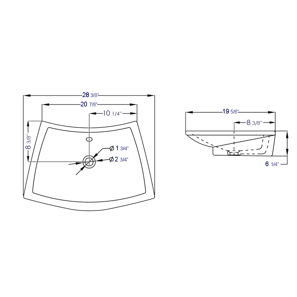 EAGO BA142 28" Rectangular Porcelain Bathroom Vessel Sink with Single Hole