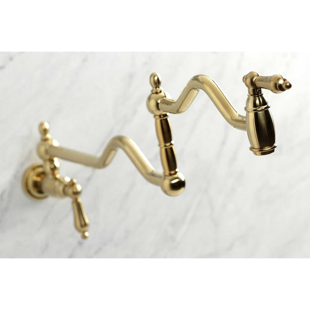 Kingston Brass KS2107AL Heritage Wall Mount Pot Filler, Brushed Brass