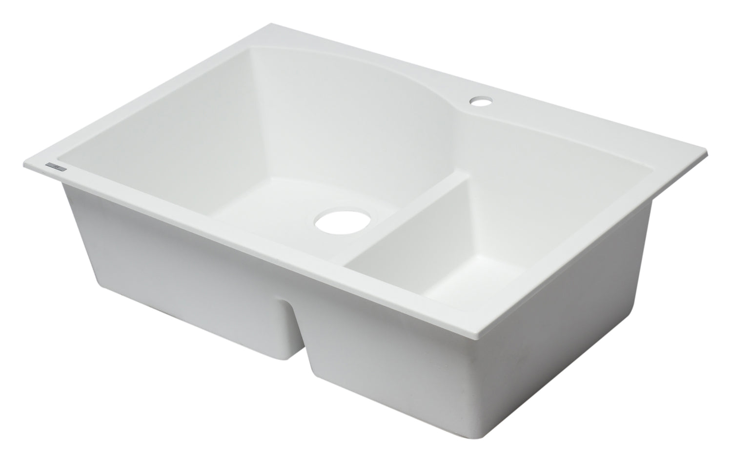 ALFI brand AB3320DI-W White 33" Double Bowl Drop In Granite Composite Kitchen Sink