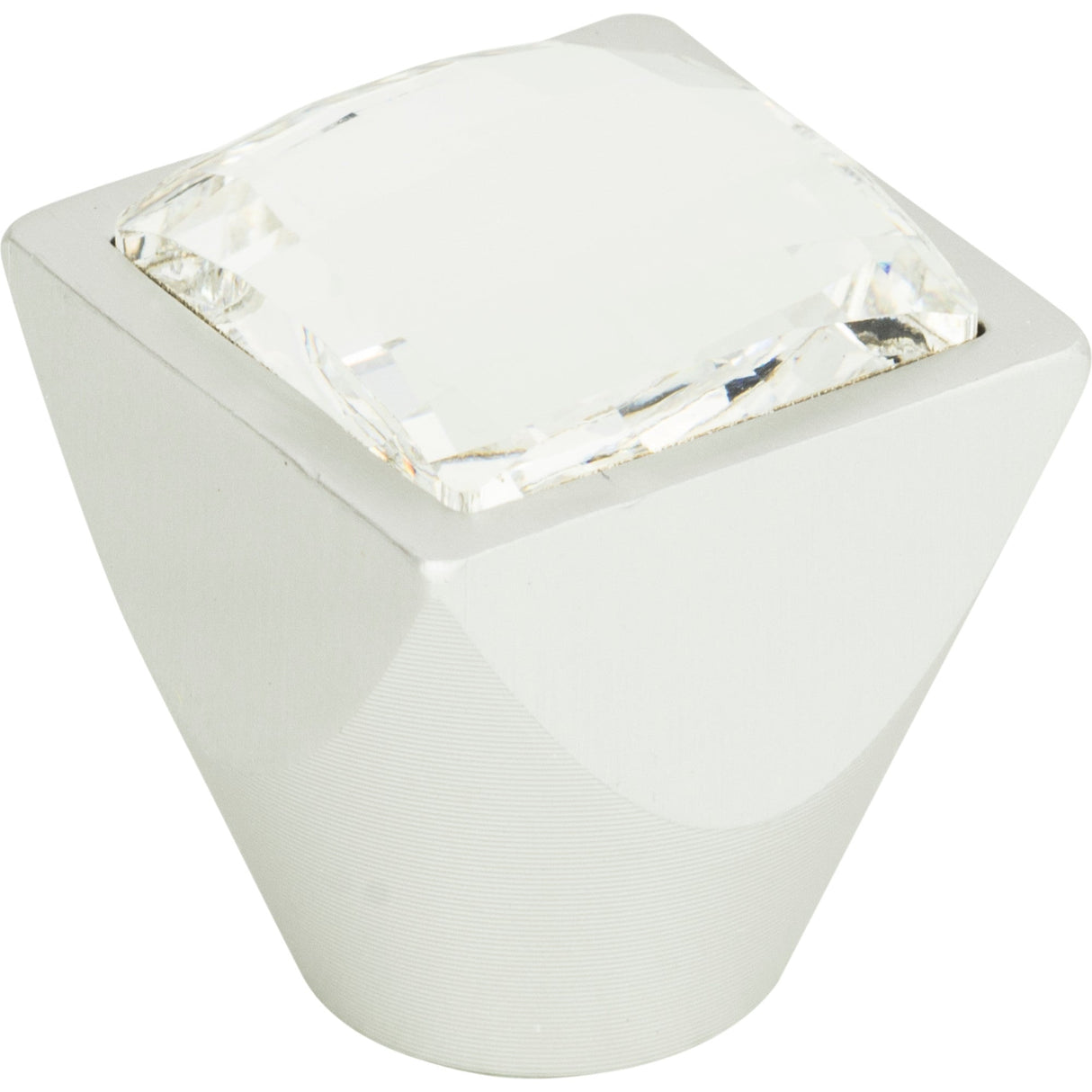 Atlas Homewares Crystal Large Square Knob 1 Inch Matte Chrome