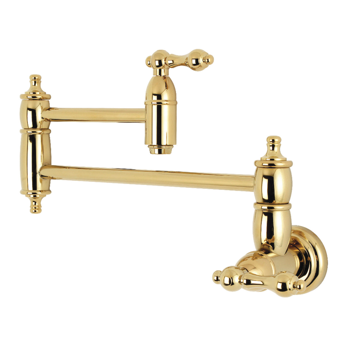 Kingston Brass KS3102AL Restoration Wall Mount Pot Filler Kitchen Faucet, Polished Brass