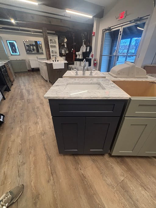 24” Cab-Tec Shaker Navy Vanity /w Cara Marble top