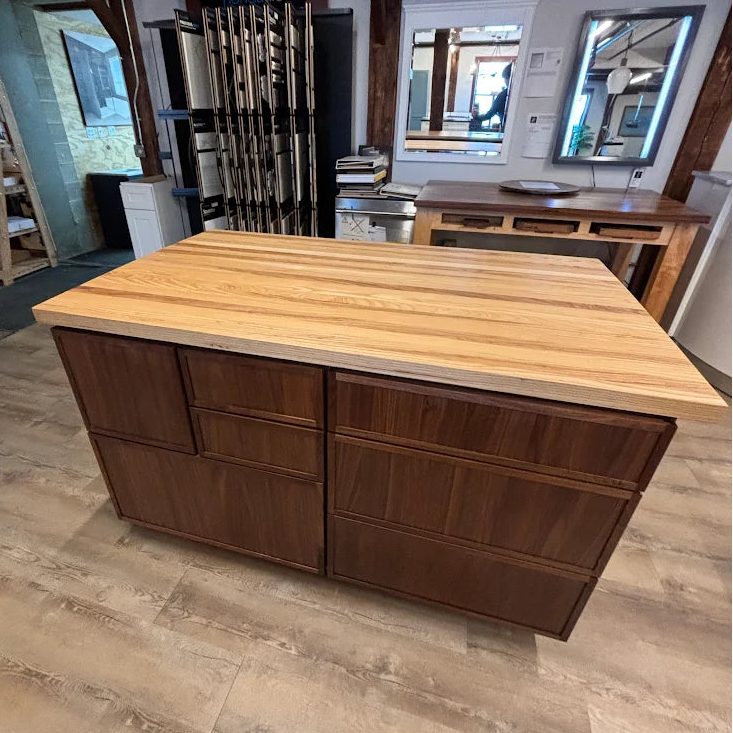 Modern 60" Walnut Kitchen Island with Butcher Block Top