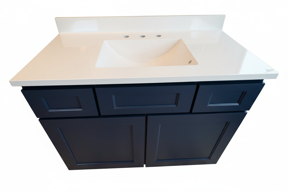 Wolf 43" Brooklyn Midnight Vanity Combo – White Cultured Marble Top (BM-VSB42 / 2888205)
