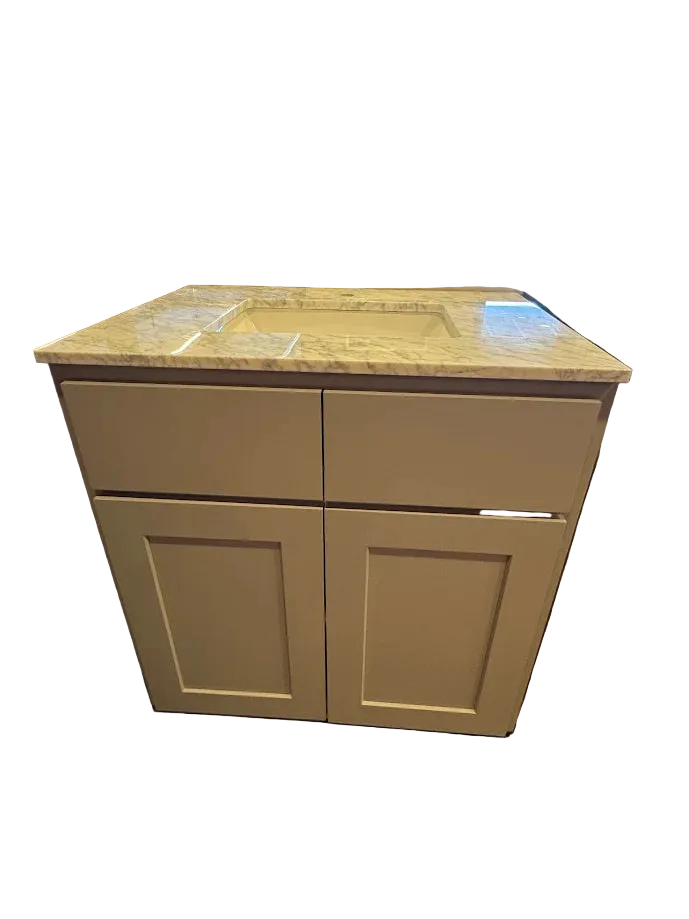 30" Vanity Base Essential Gray with Carrara Top