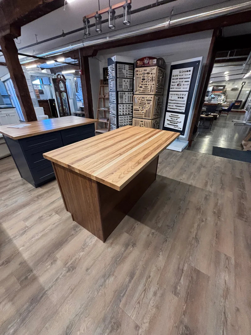 Modern 60" Walnut Kitchen Island with Butcher Block Top