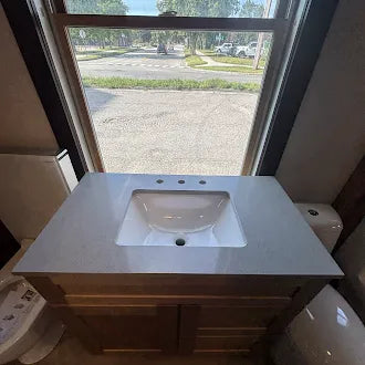 36" Cabtec Salted Caramel Vanity with Gray Fairmont Countertop