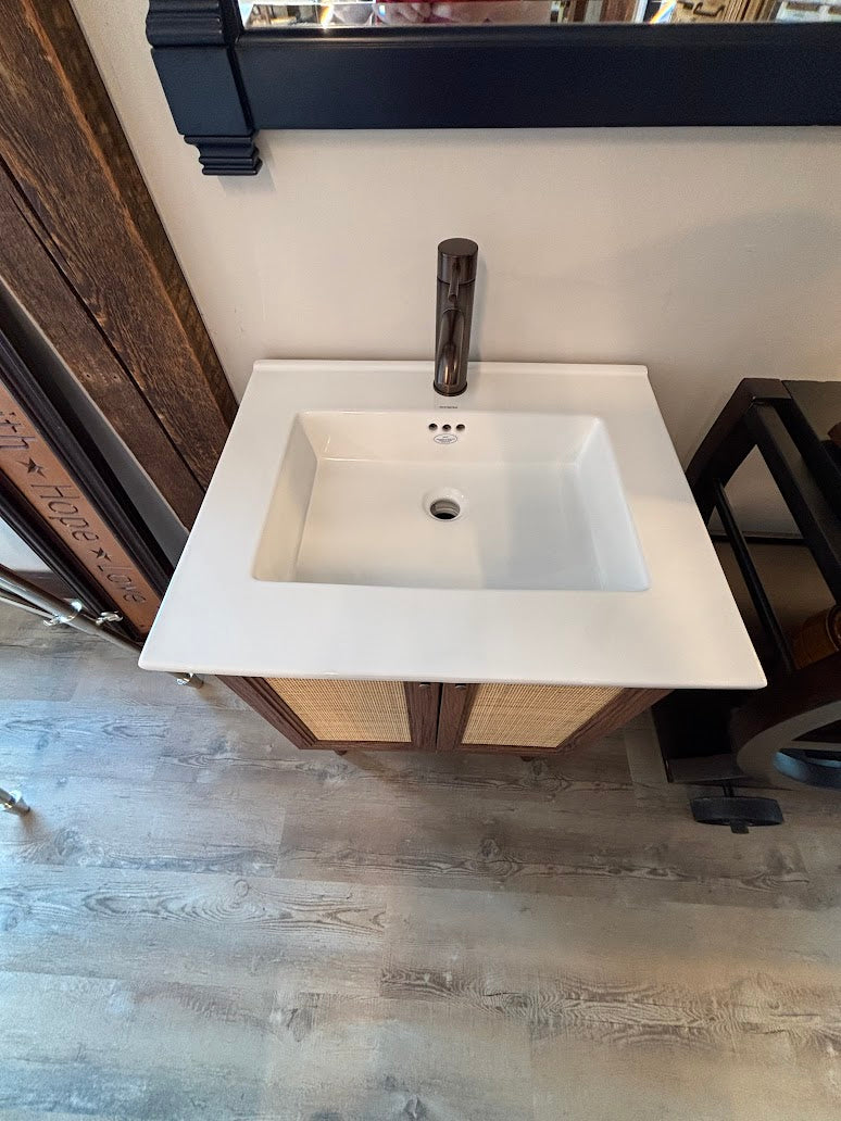 Classe 24" Brown Oak Vanity with Larisa Sink Top & Oil-Rubbed Bronze Faucet