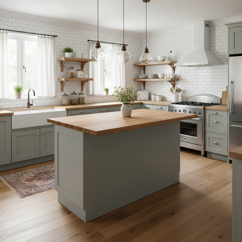 60" x 36" Solid Wood Gray Kitchen Island – John Boos 1.5" Cherry Top, Soft-Close Drawers, Full Storage Layout, 360° Furniture Finish