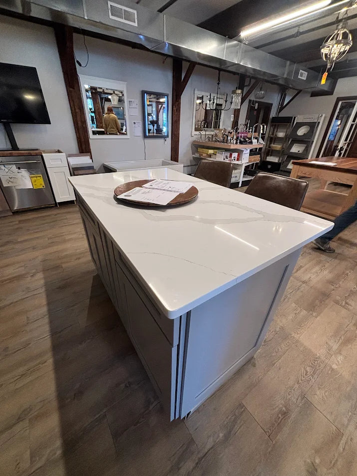 60" x 36" Solid Wood Gray Kitchen Island – John Boos 1.5" Cherry Top, Soft-Close Drawers, Full Storage Layout, 360° Furniture Finish