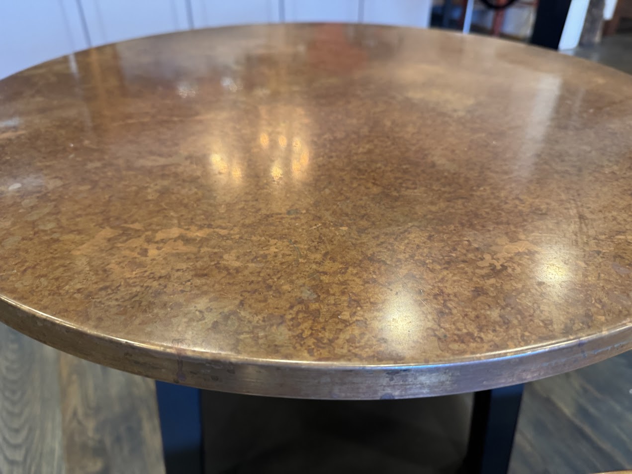Ethan Allen Sherman Round Copper-Top Coffee and Cocktail Table