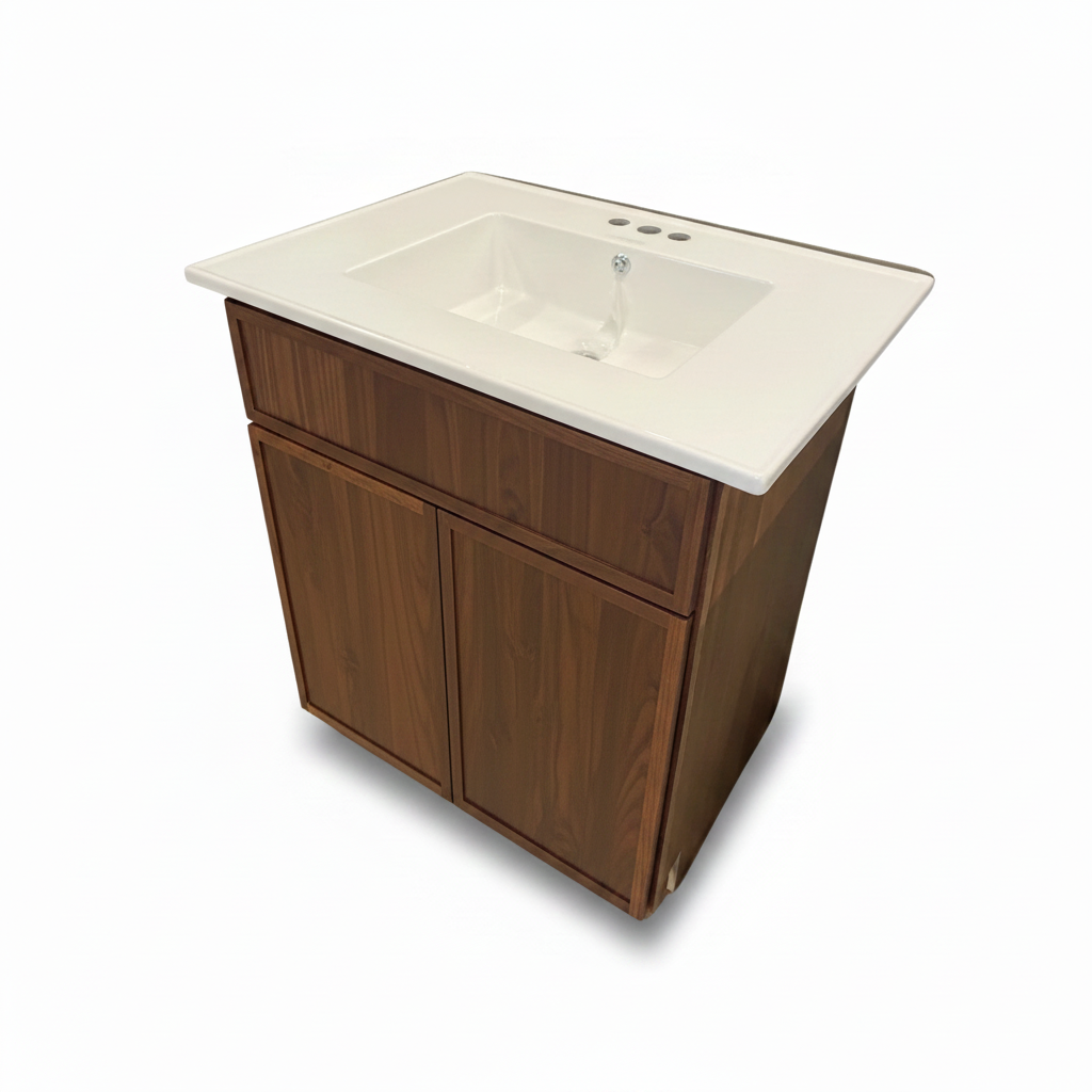 31" Classic Walnut Shaker Vanity with Integrated Ceramic Sink & Premium Plywood Construction