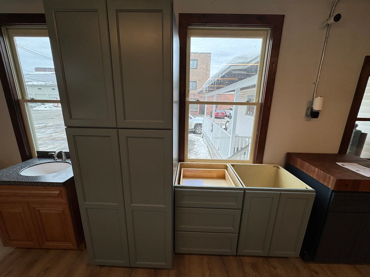 J&K Sage Green 48" Base + 30" Pantry Tower TBD Custom Top TBD Custom Knobs