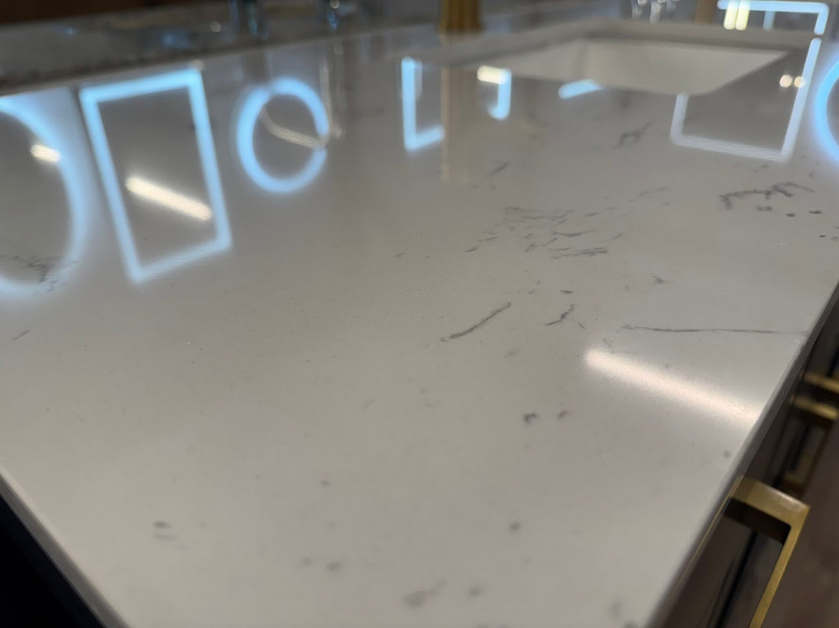 Beckett 84" Inch Double Bathroom Vanity Cultured Marble Countertop Undermount Square Sinks /w Symmons SLS-3512-BBZ-1.5 Dia Single Hole Single-Handle Bathroom Faucet with Drain Assembly in Brushed Bronz