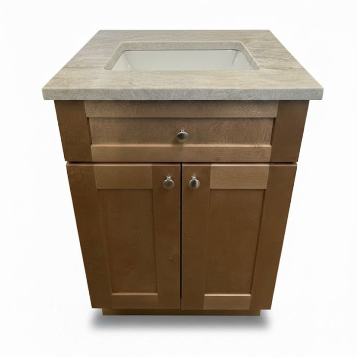 24" Cabtec Salted Caramel Vanity with Taj Mahal Top