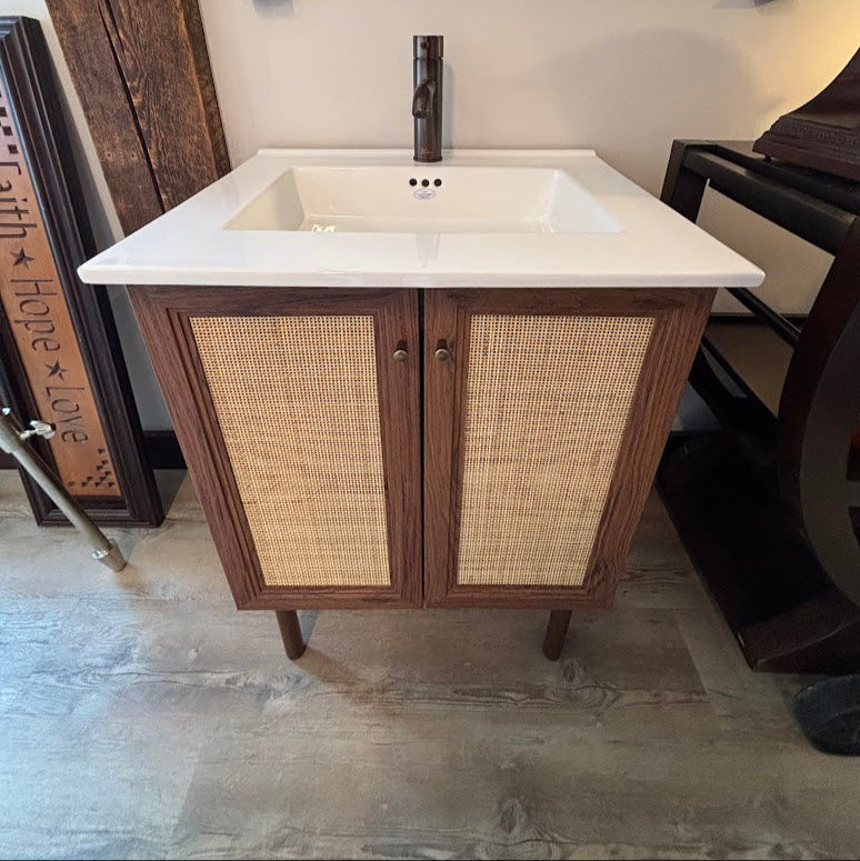 Classe 24" Brown Oak Vanity with Larisa Sink Top & Oil-Rubbed Bronze Faucet