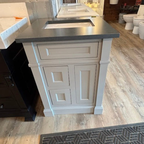 24" Avery Grey Vanity with 26" Charcoal Soapstone Quartz Top & White Basin