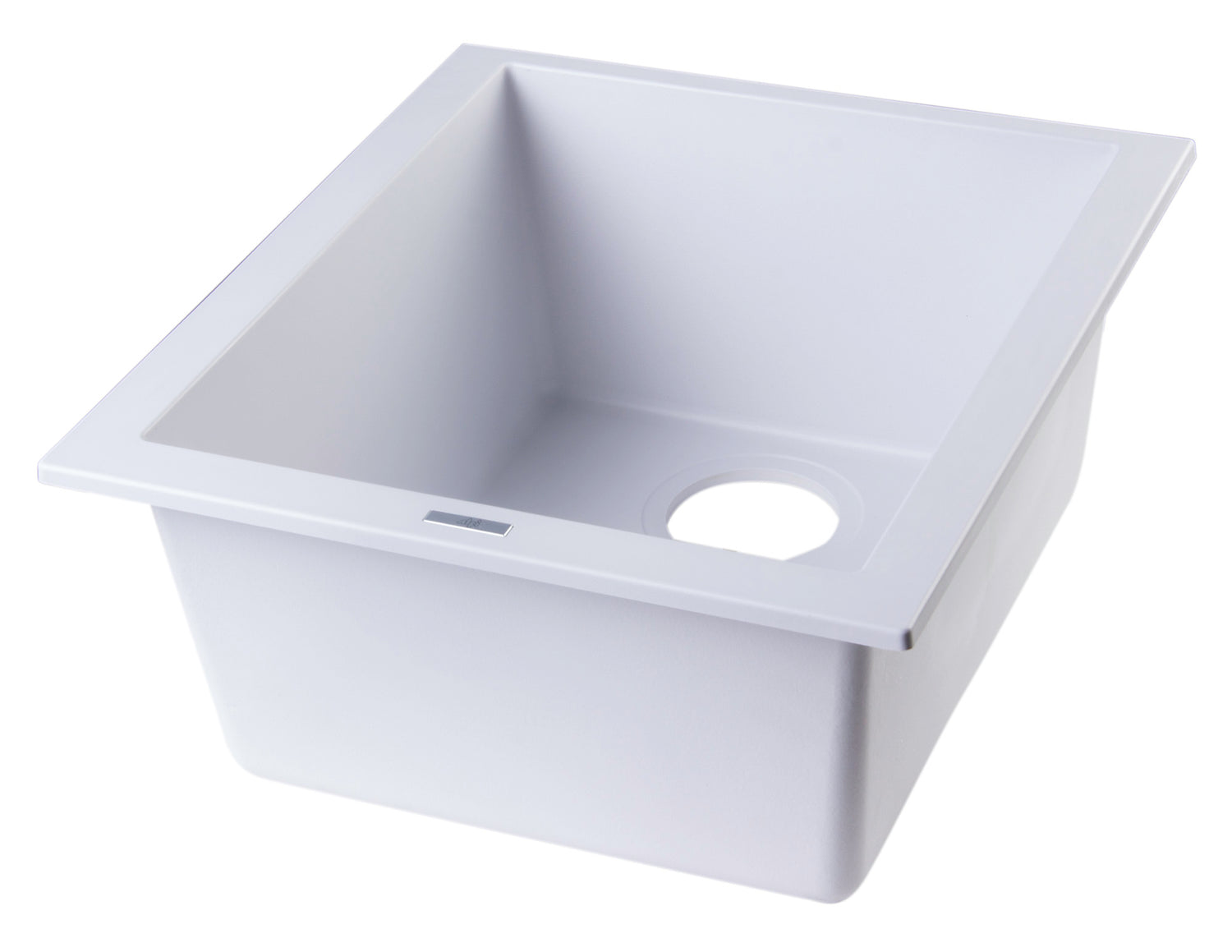 ALFI brand AB1720UM-W White 17" Undermount Rectangular Granite Composite Kitchen Prep Sink