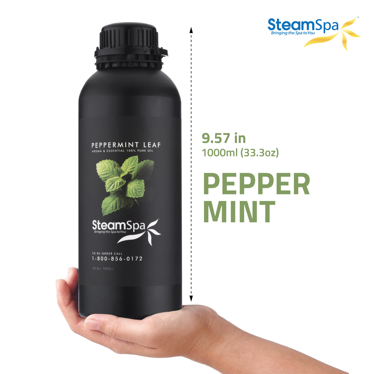 100% Natural Essence of Peppermint 1000ml Aromatherapy Bottle G-OILPEP1K