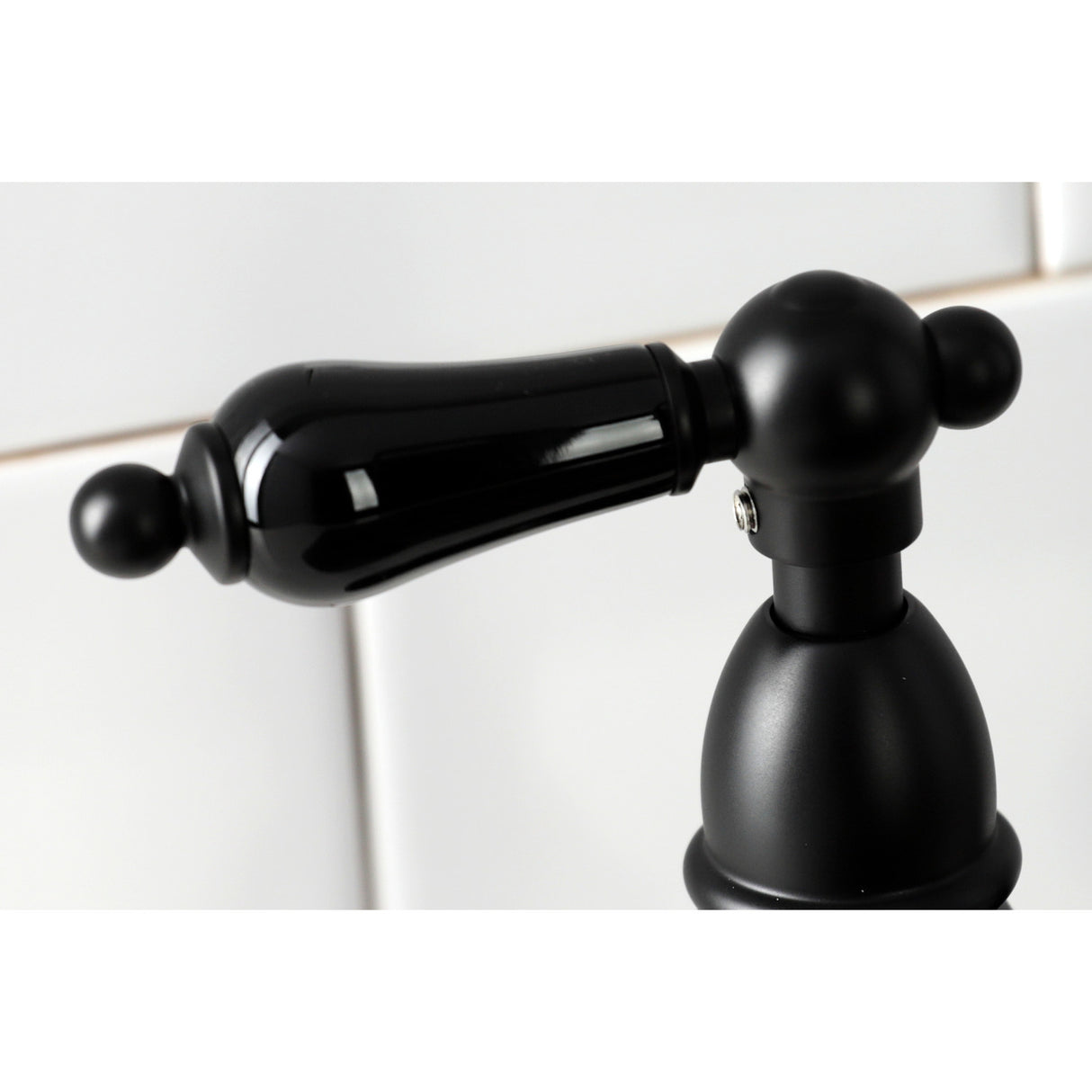 Kingston Brass KS1270PKLBS Duchess Bridge Kitchen Faucet with Brass Sprayer, Matte Black