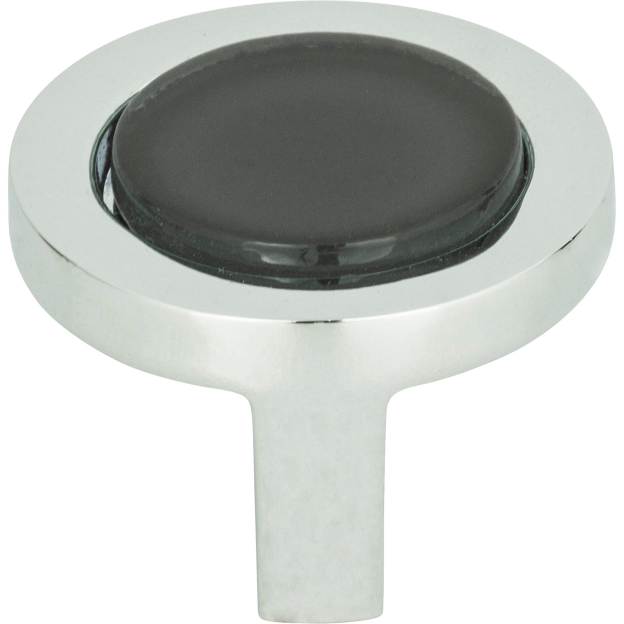 Atlas Homewares Spa Black Round Knob 1 1/4 Inch Polished Chrome