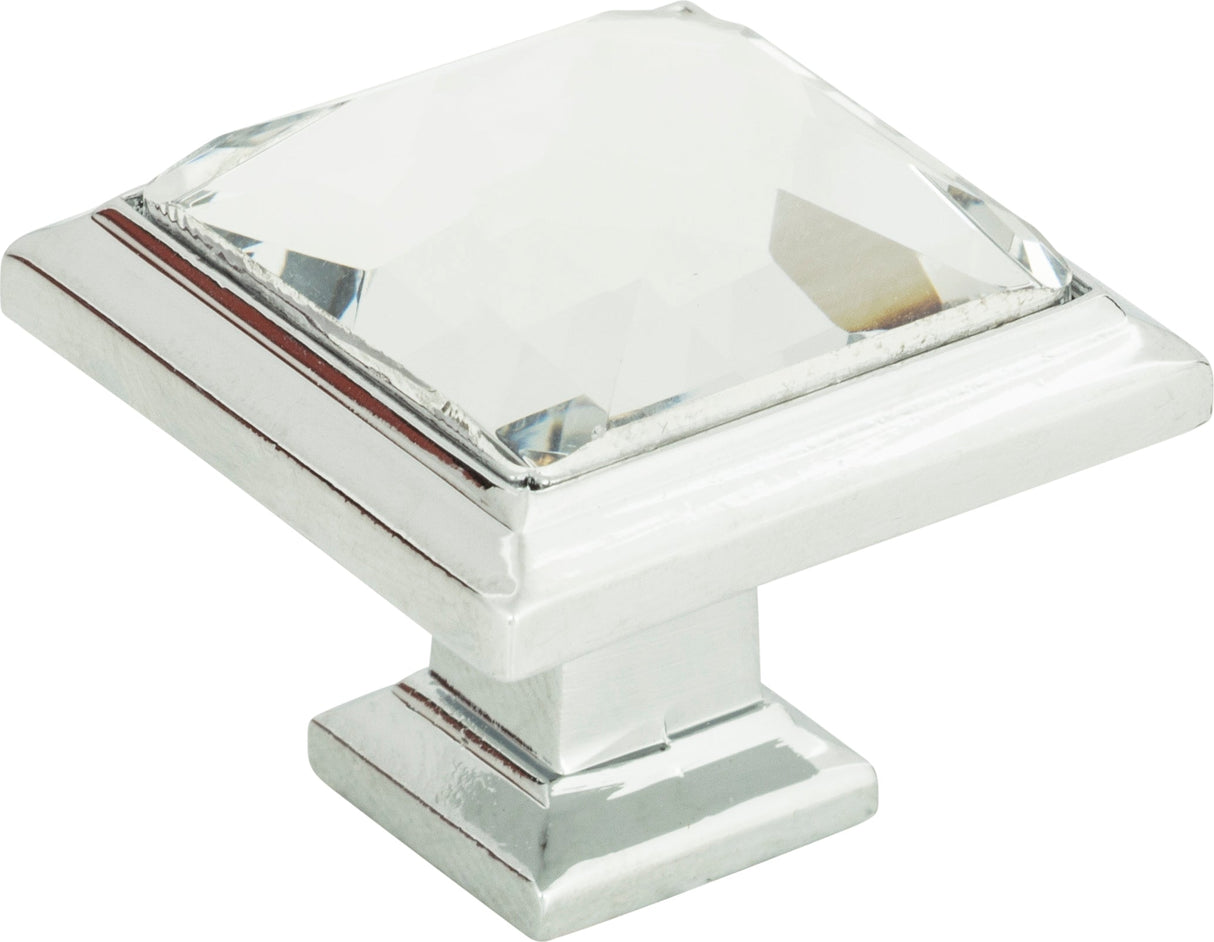 Atlas Homewares Legacy Crystal Square Knob 1 5/16 Inch Polished Chrome