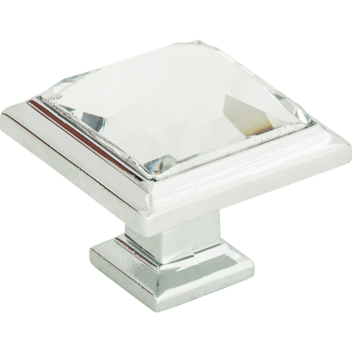 Atlas Homewares Legacy Crystal Square Knob 1 5/16 Inch Polished Chrome