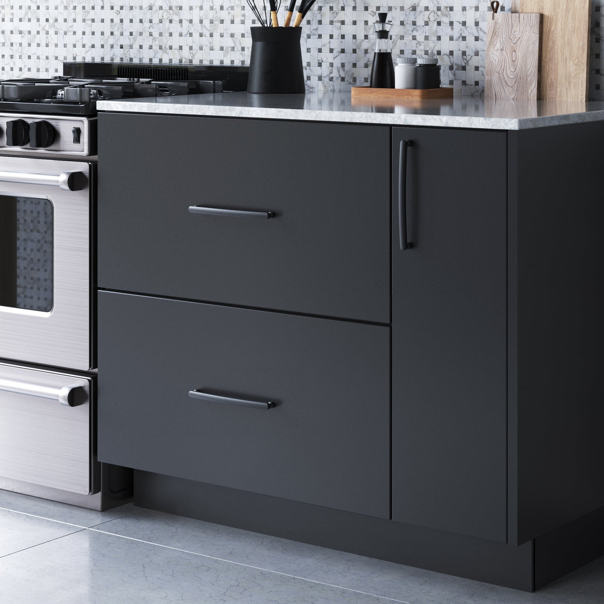 Atlas Homewares Lennox Pull 5 1/16 Inch (c-c) Matte Black