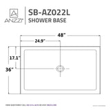 ANZZI SB-AZ022L Port 36 x 48  in. Double Threshold Shower Base in White