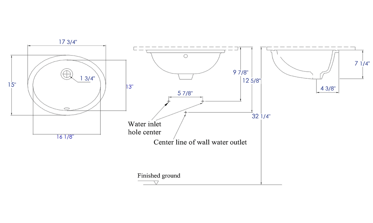 EAGO BC224 White Ceramic 18"x15" Undermount Oval Bathroom Sink
