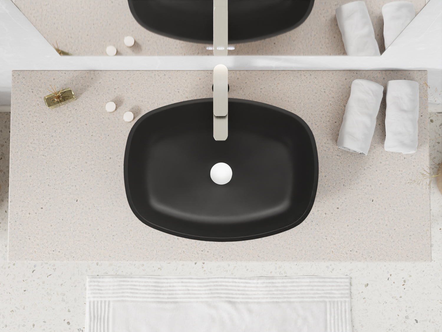 ANZZI LS-AZ913MB Ariadne Rectangle Glass Vessel Bathroom Sink with Matte Black Finish (Showroom Display for Sale)