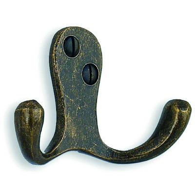 Smedbo Beslagsboden Double Towel Hook in Antique Brass